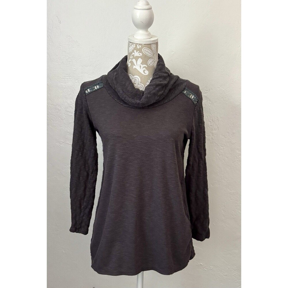 North River Womens Small Sweater Grey French Terry Cowlneck